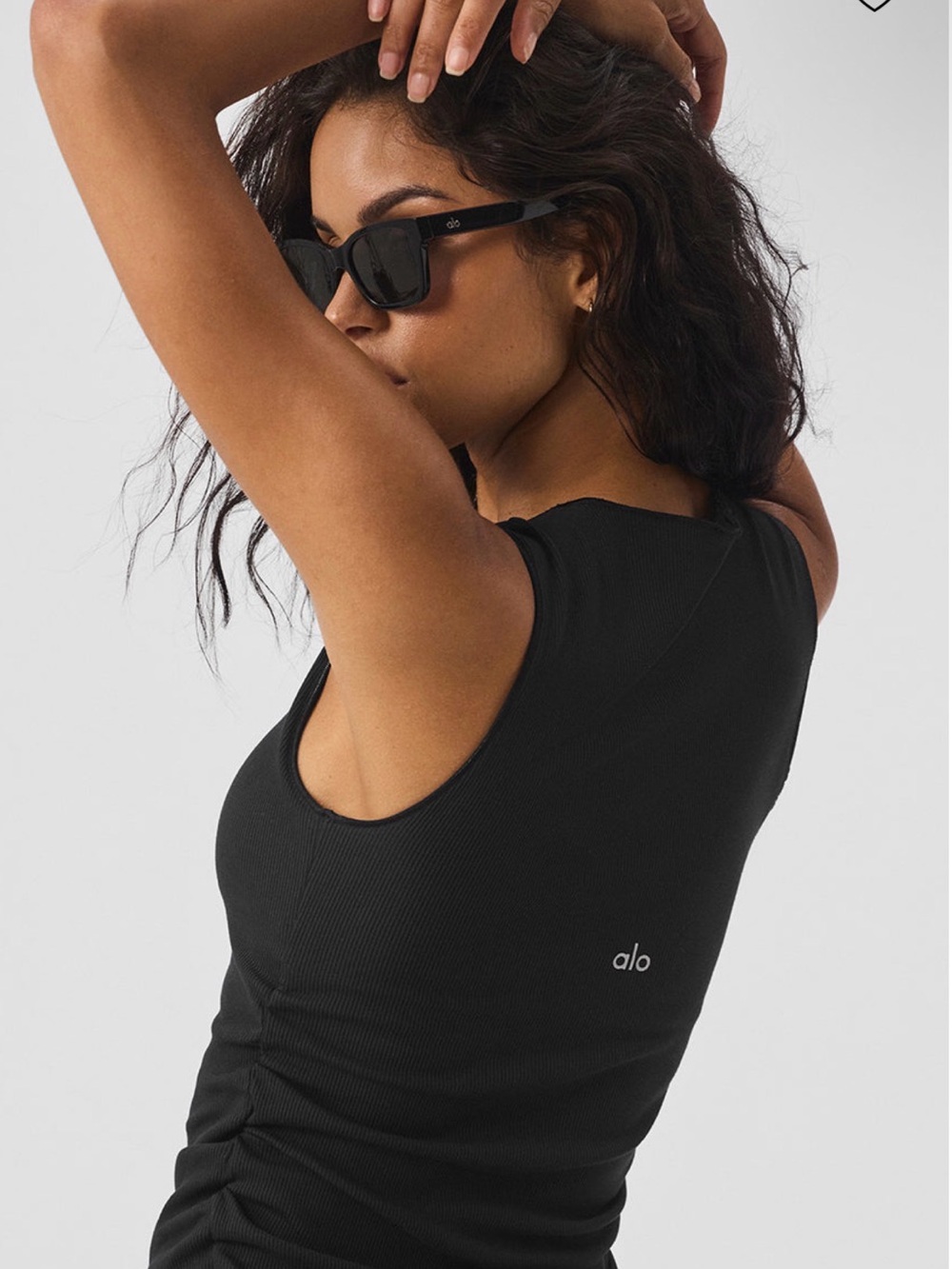 ALO Black Ribbed En Pointe Tank in Size S